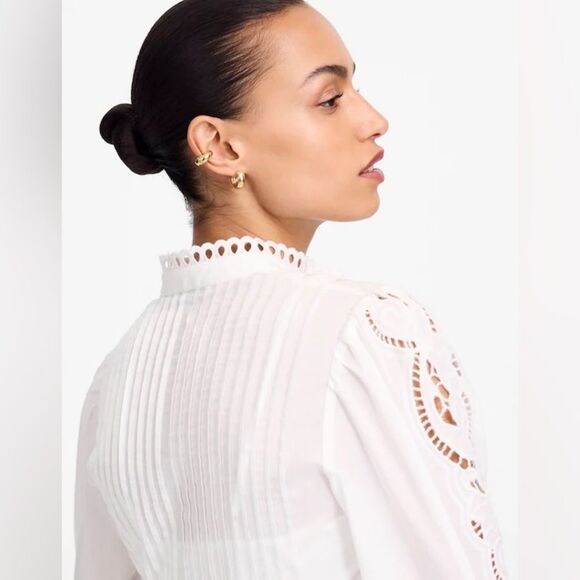 Madewell NWT Pintucked Eyelet Mini Dress White Size XXS - Picture 10 of 15